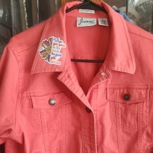 Joanna Coral Embroidered Jean Jacket